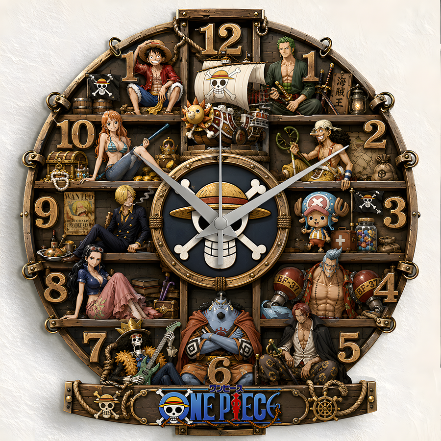 Anime Pirates Crew Acrylic Hanging Wall Clock - Personalized Gifts For Anime Lovers