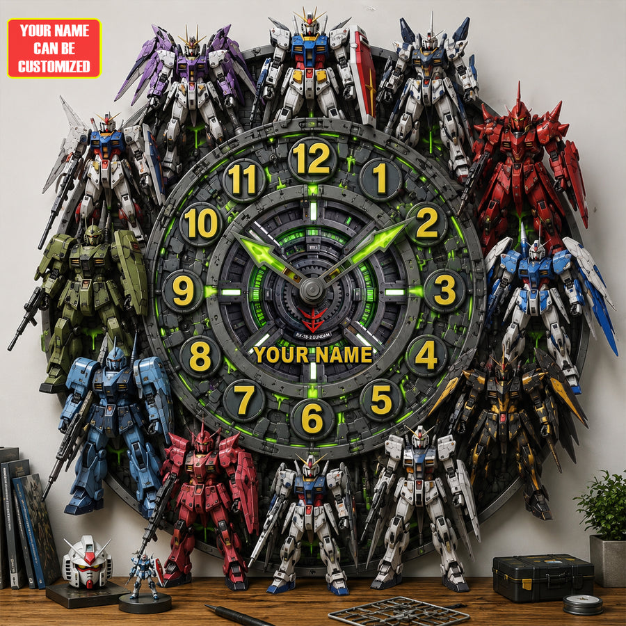 Mecha Legends Acrylic Hanging Wall Clock - Personalized Gifts For Anime Lovers