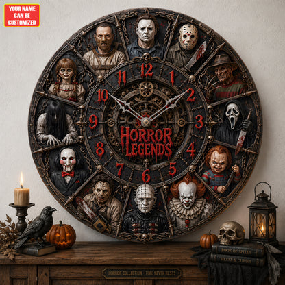 Halloween Horror Legends Acrylic Hanging Wall Clock - Personalized Gifts For Horror Lovers