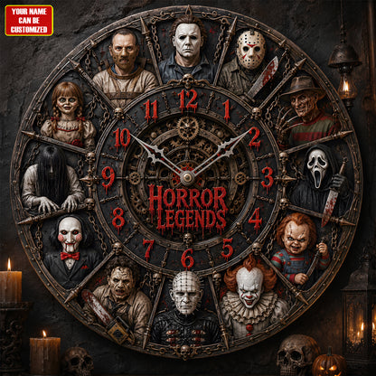 Halloween Horror Legends Acrylic Hanging Wall Clock - Personalized Gifts For Horror Lovers