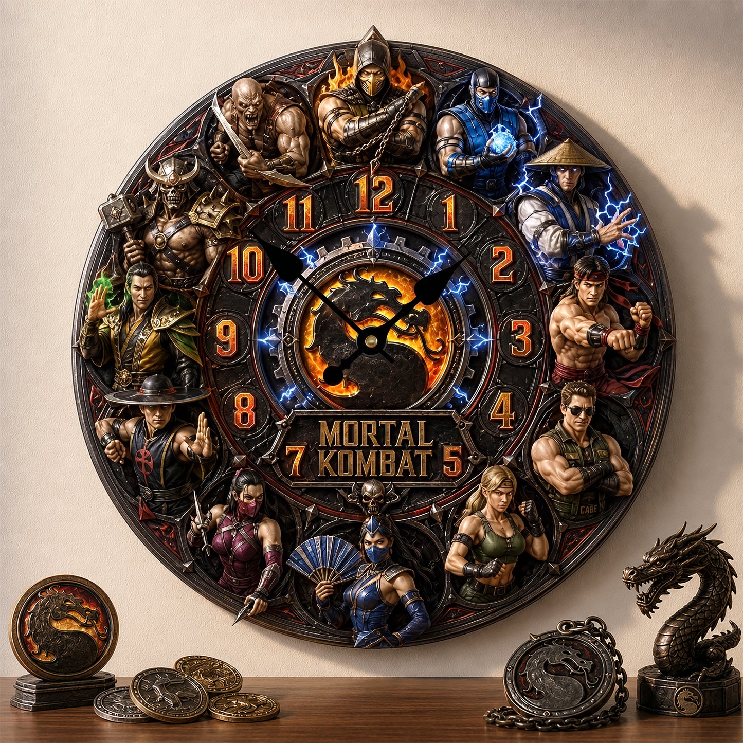 Fantasy Arena Fighters Acrylic Hanging Wall Clock - Personalized Gifts For Video Game Lovers