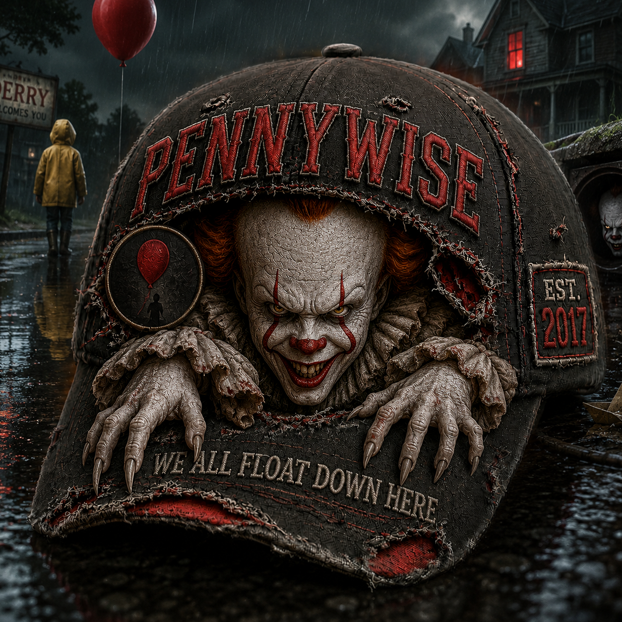 Horror Clown Distressed Denim Cap
