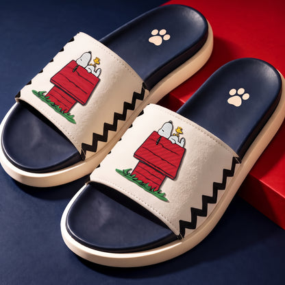 Lazy Day Puppy Leather Sandals – Relaxing Cartoon Slide Sandals