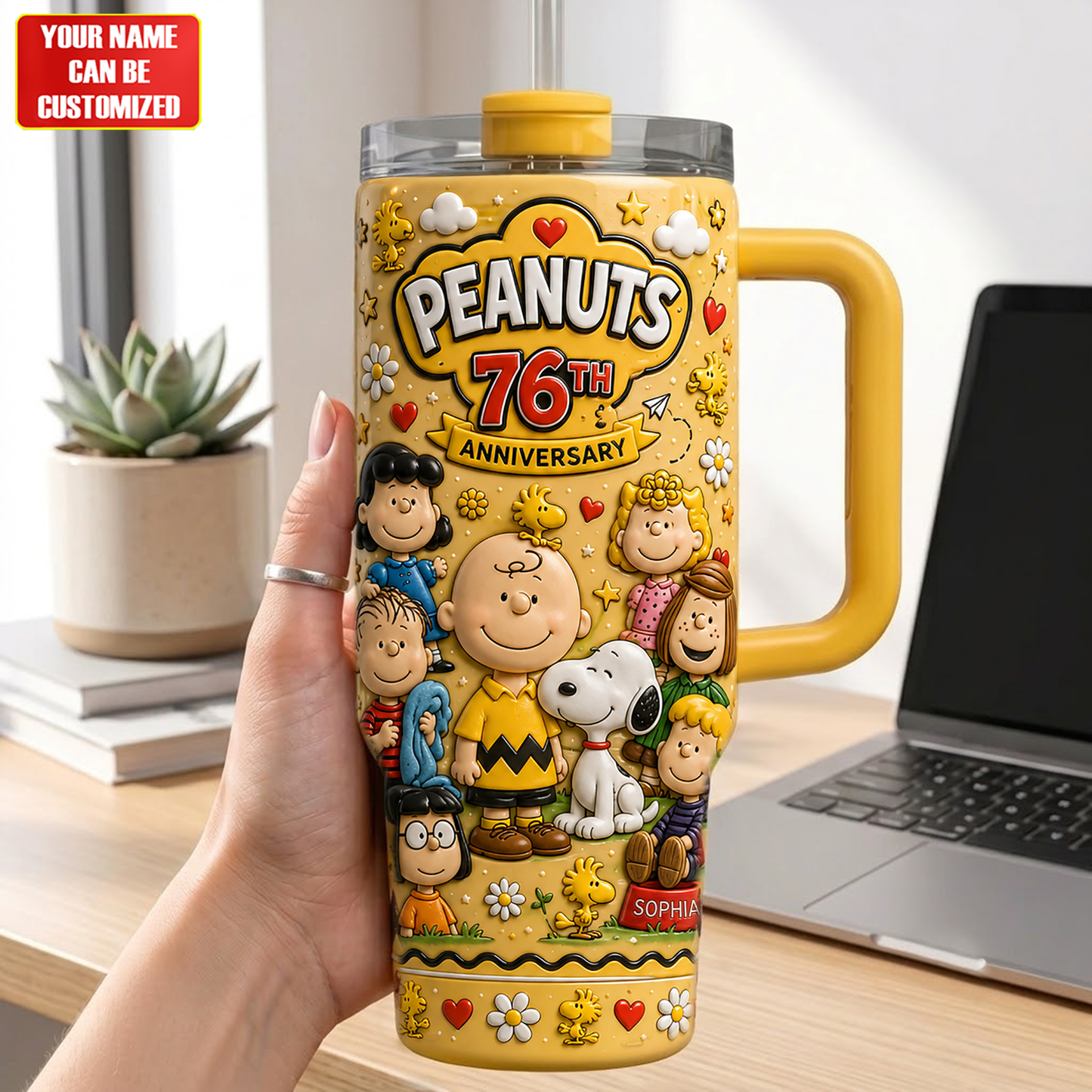 Celebrates 76TH Anniversary Cartoon Friendship Tumbler With Handle - Personalized Gifts For Friends