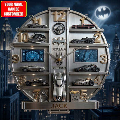 Bat Tech Acrylic Hanging Wall Clock - Personalized Gifts For Superhero Lovers