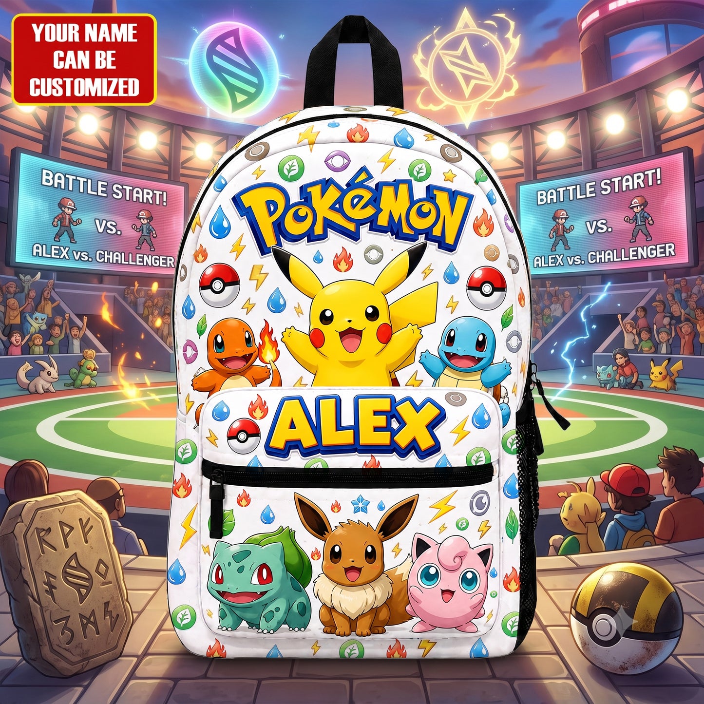 Personalized Cute Monster Backpack with Custom Name – Adventure School Bag for Kids