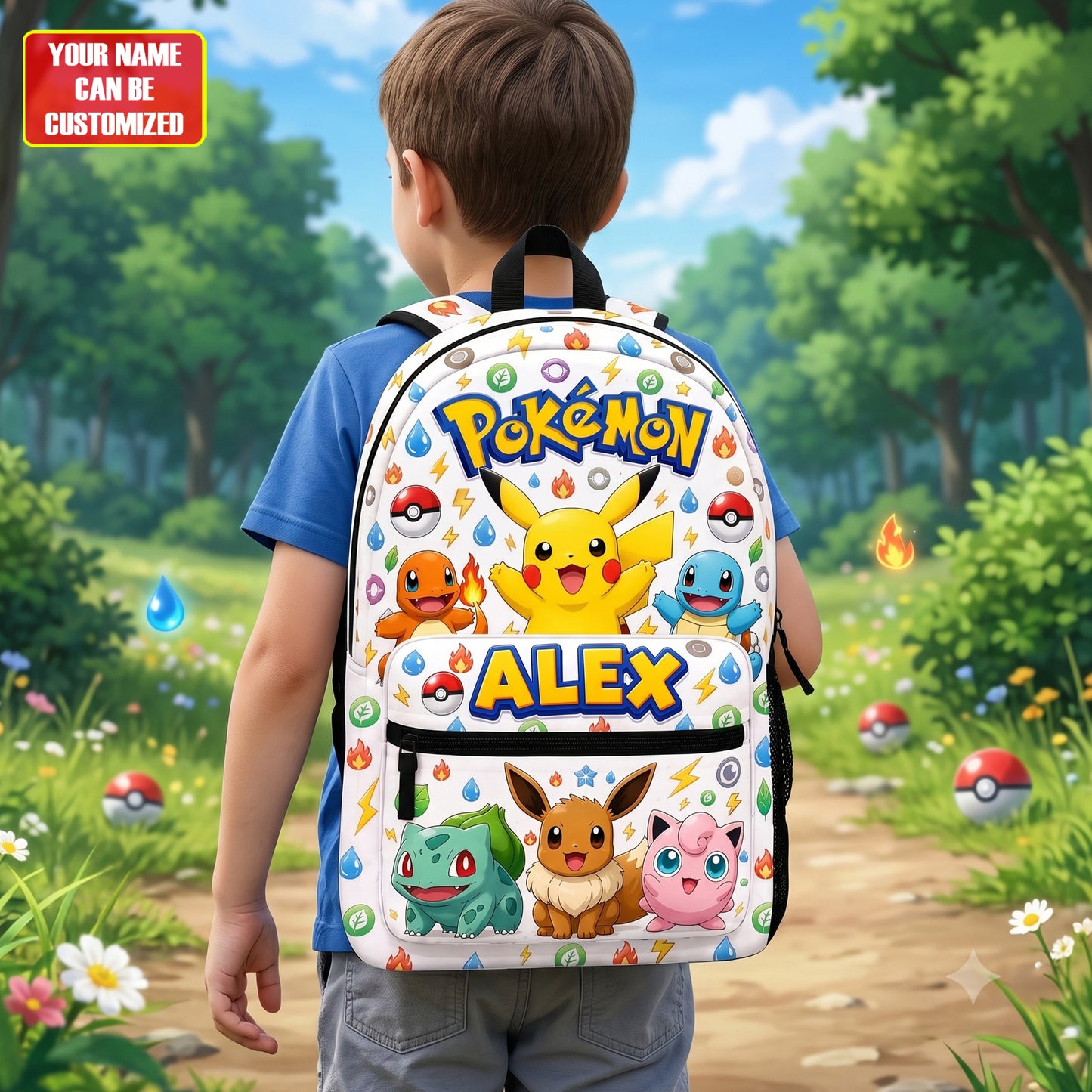 Personalized Cute Monster Backpack with Custom Name – Adventure School Bag for Kids