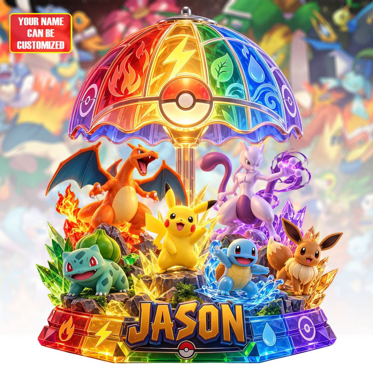 Elemental Monster Adventure - Personalized Fantasy Creature Acrylic LED Night Light