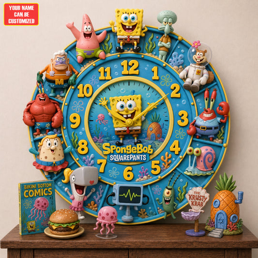 Cartoon Ocean Friends Acrylic Hanging Wall Clock - Personalized Gifts For Cartoon Lovers