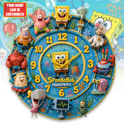 Cartoon Ocean Friends Acrylic Hanging Wall Clock - Personalized Gifts For Cartoon Lovers