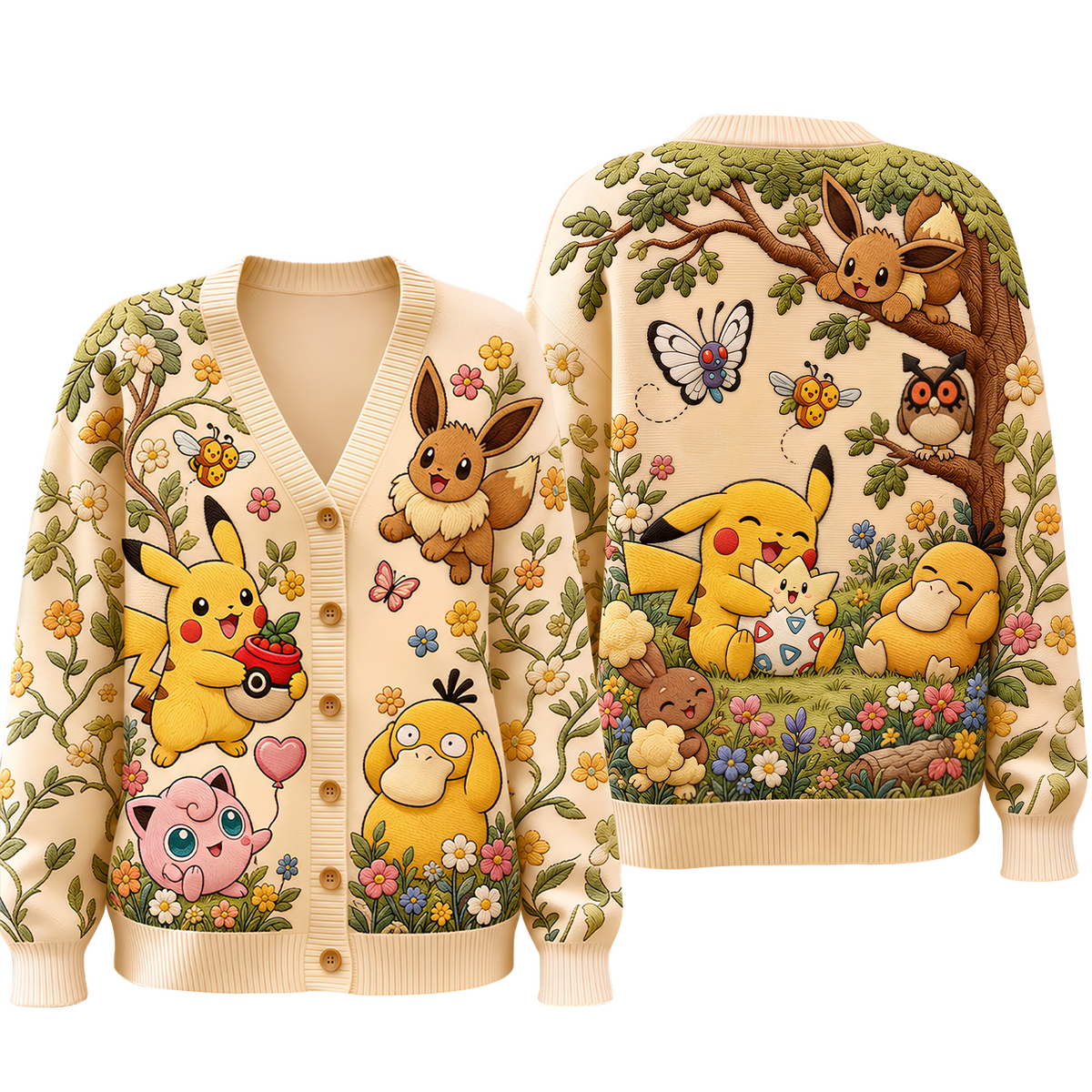 Cute Creature Custom Name For Her - Personalized Knitted Cardigan