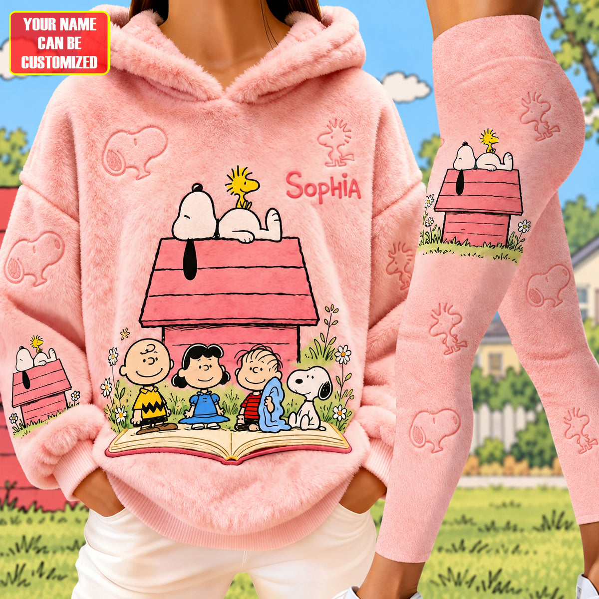 Cozy Cartoon Friends  - Personalized Cartoon Hoodie and Leggings