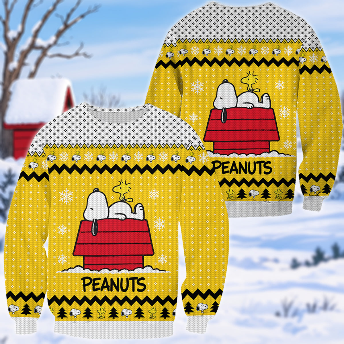 Cozy Cartoon Puppy Christmas Ugly Sweater