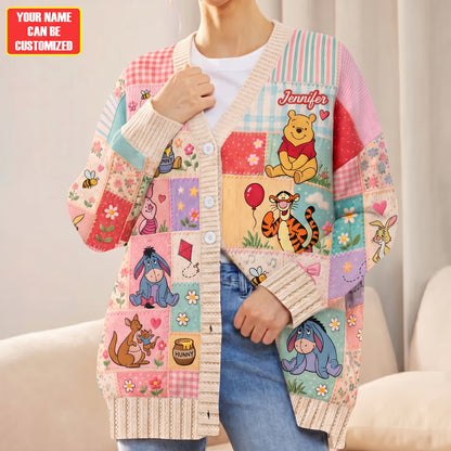 Sweet Honey Friends Patchwork - Personalized Knitted Cardigan