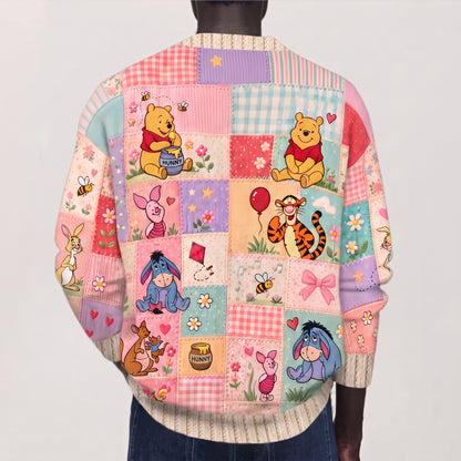 Sweet Honey Friends Patchwork - Personalized Knitted Cardigan