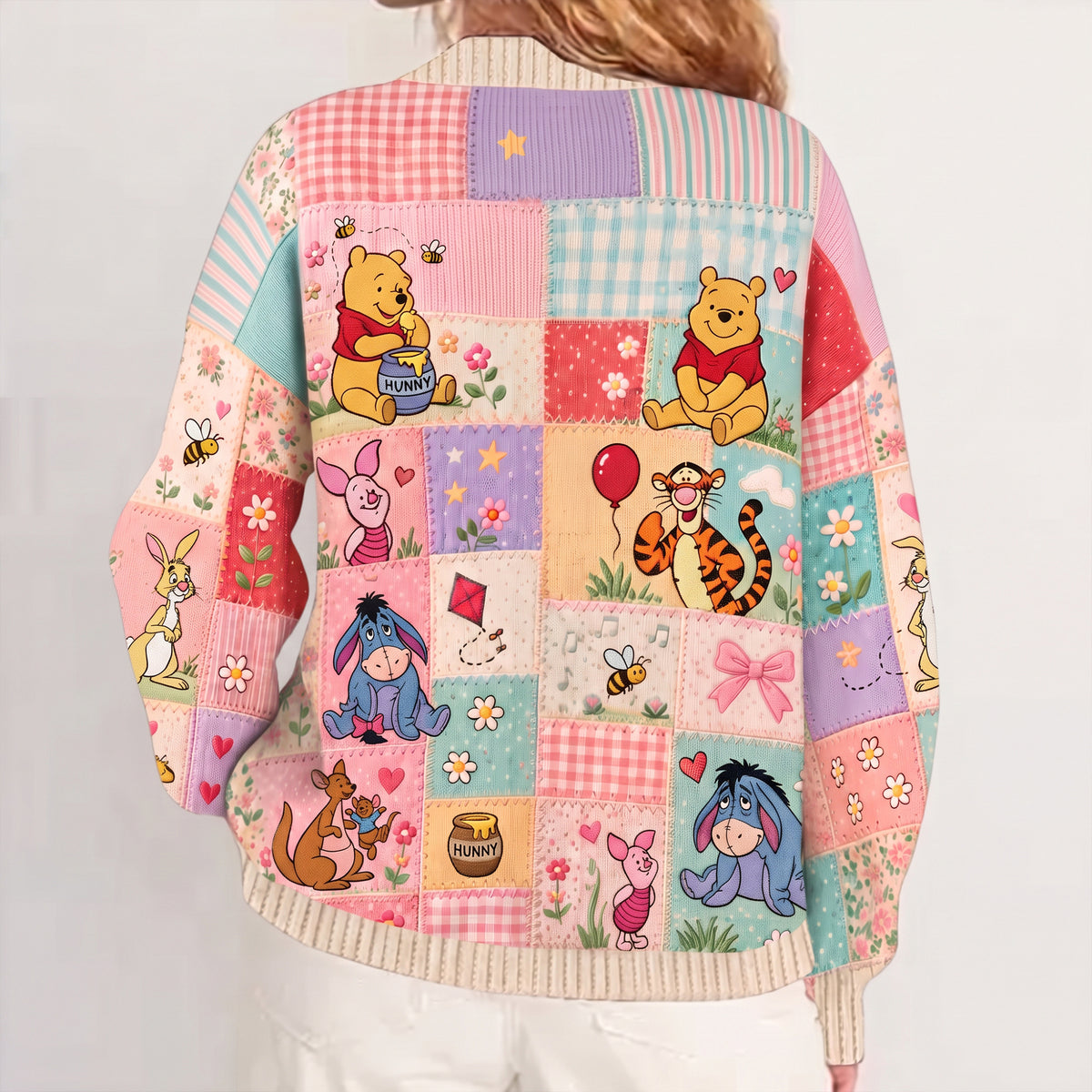 Sweet Honey Friends Patchwork - Personalized Knitted Cardigan