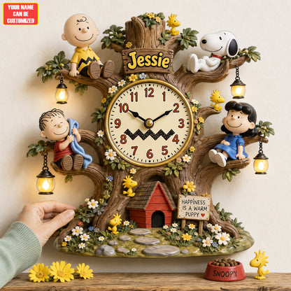 Classic Cartoon Friends Tree Acrylic Hanging Wall Clock - Personalized Gifts For Cartoon Lovers