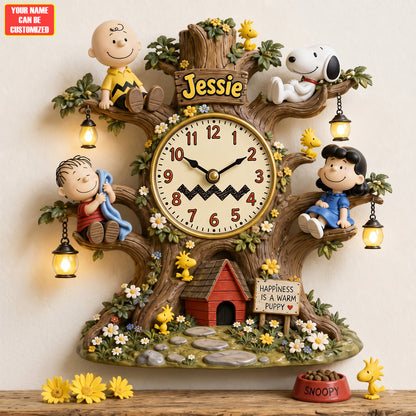 Classic Cartoon Friends Tree Acrylic Hanging Wall Clock - Personalized Gifts For Cartoon Lovers