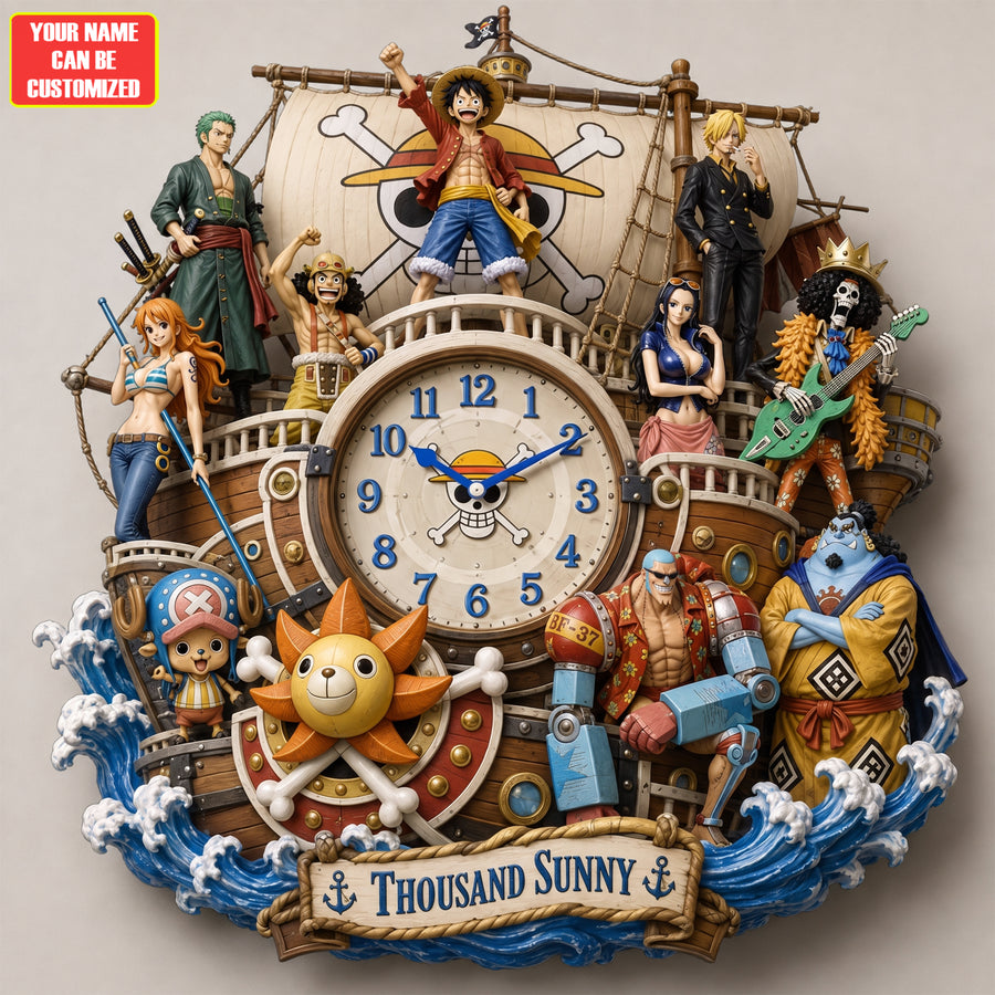 Anime Pirate Ship Hanging Wall Clock - Personalized Gifts For Anime Lovers