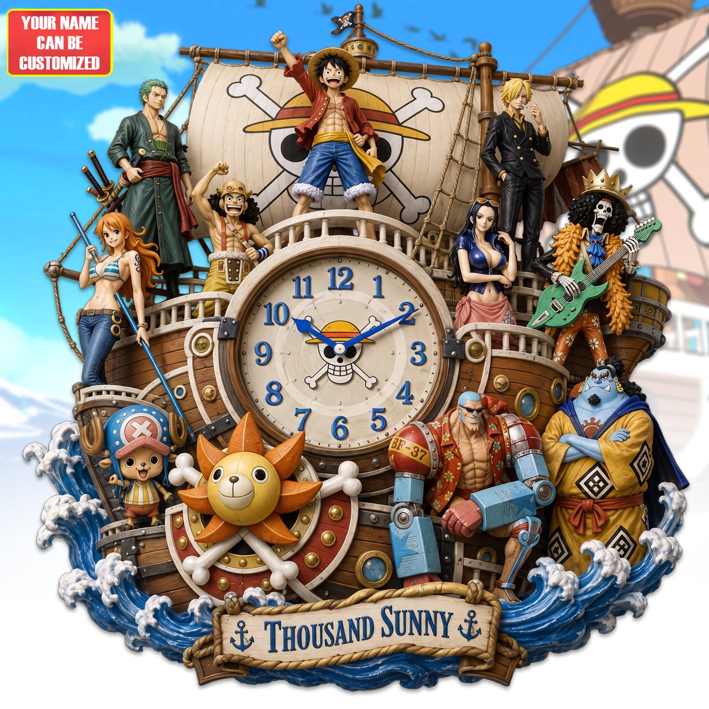 Anime Pirate Ship Hanging Wall Clock - Personalized Gifts For Anime Lovers