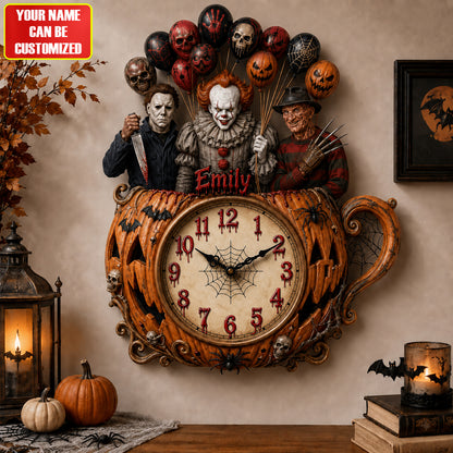 Halloween Pumpkin Gothic Acrylic Hanging Wall Clock - Personalized Gifts For Horror Lovers