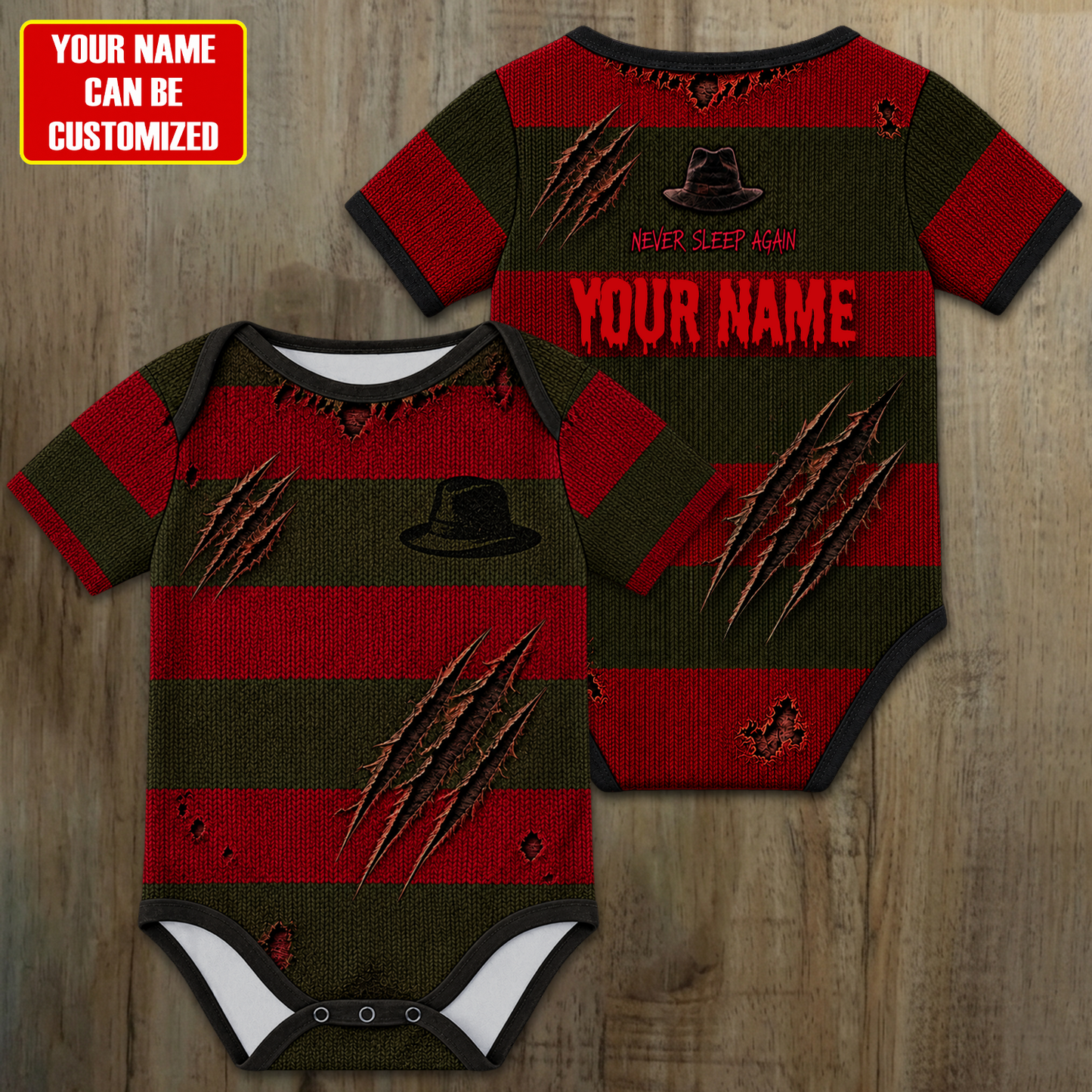 Customized Halloween Horror Jersey , Baby Rib Bodysuit Sizes