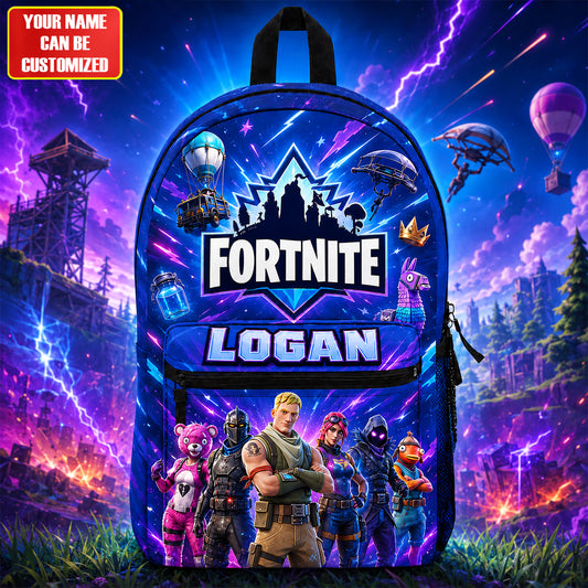 Personalized Gamer Battle Royale Backpack with Custom Name – Adventure School Bag for Kids