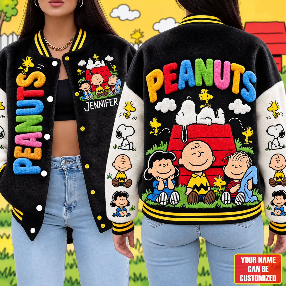 Colorful Cartoon Friends - Personalized Varsity Jacket