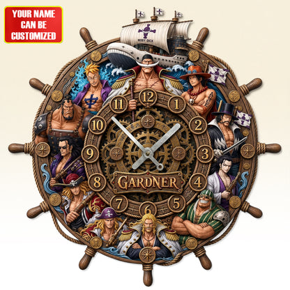 Anime Pirates Acrylic Hanging Wall Clock - Personalized Gifts For Anime Lovers