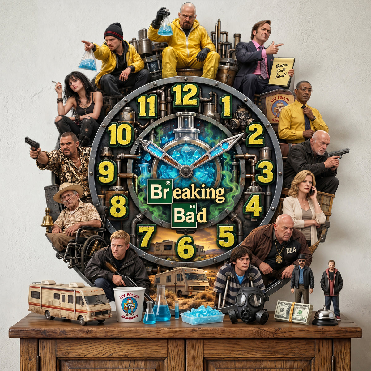 Chemistry Crime Saga Acrylic Hanging Wall Clock - Personalized Gifts For TV Show Lovers