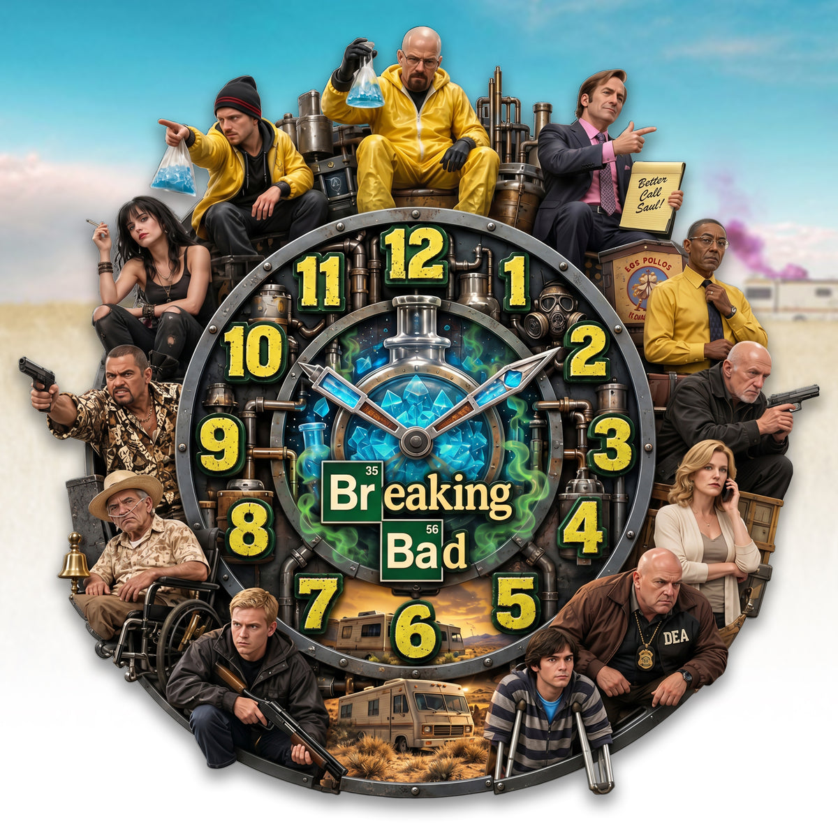 Chemistry Crime Saga Acrylic Hanging Wall Clock - Personalized Gifts For TV Show Lovers