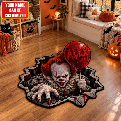 Halloween Horror Clown - Personalized Horror Halloween Shaped Doormat/ Rug