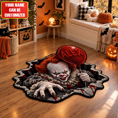 Halloween Horror Clown - Personalized Horror Halloween Shaped Doormat/ Rug