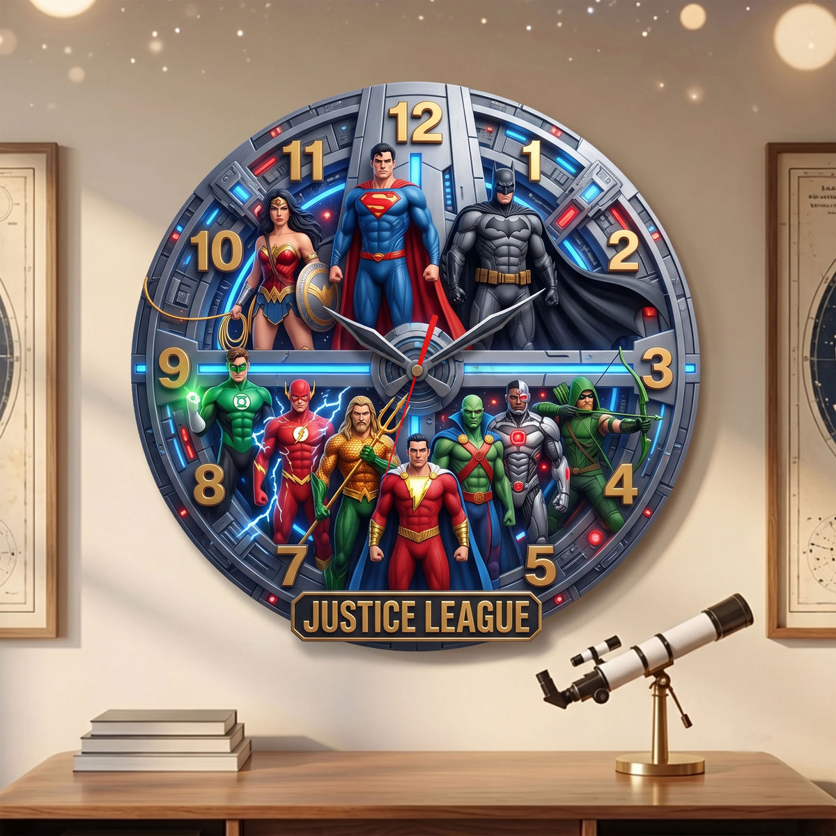 Legendary Superhero Alliance Acrylic Hanging Wall Clock - Personalized Gifts For Superhero Lovers