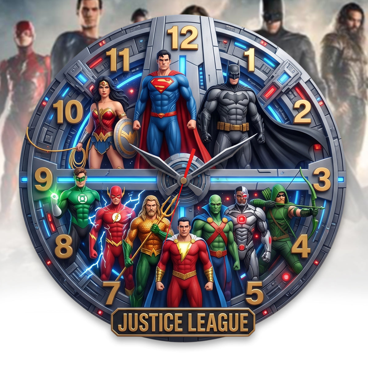 Legendary Superhero Alliance Acrylic Hanging Wall Clock - Personalized Gifts For Superhero Lovers