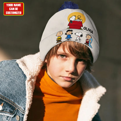 Classic Cartoon Friends - Personalized Embroidered Knit Beanie, Gift For Cartoon Lovers
