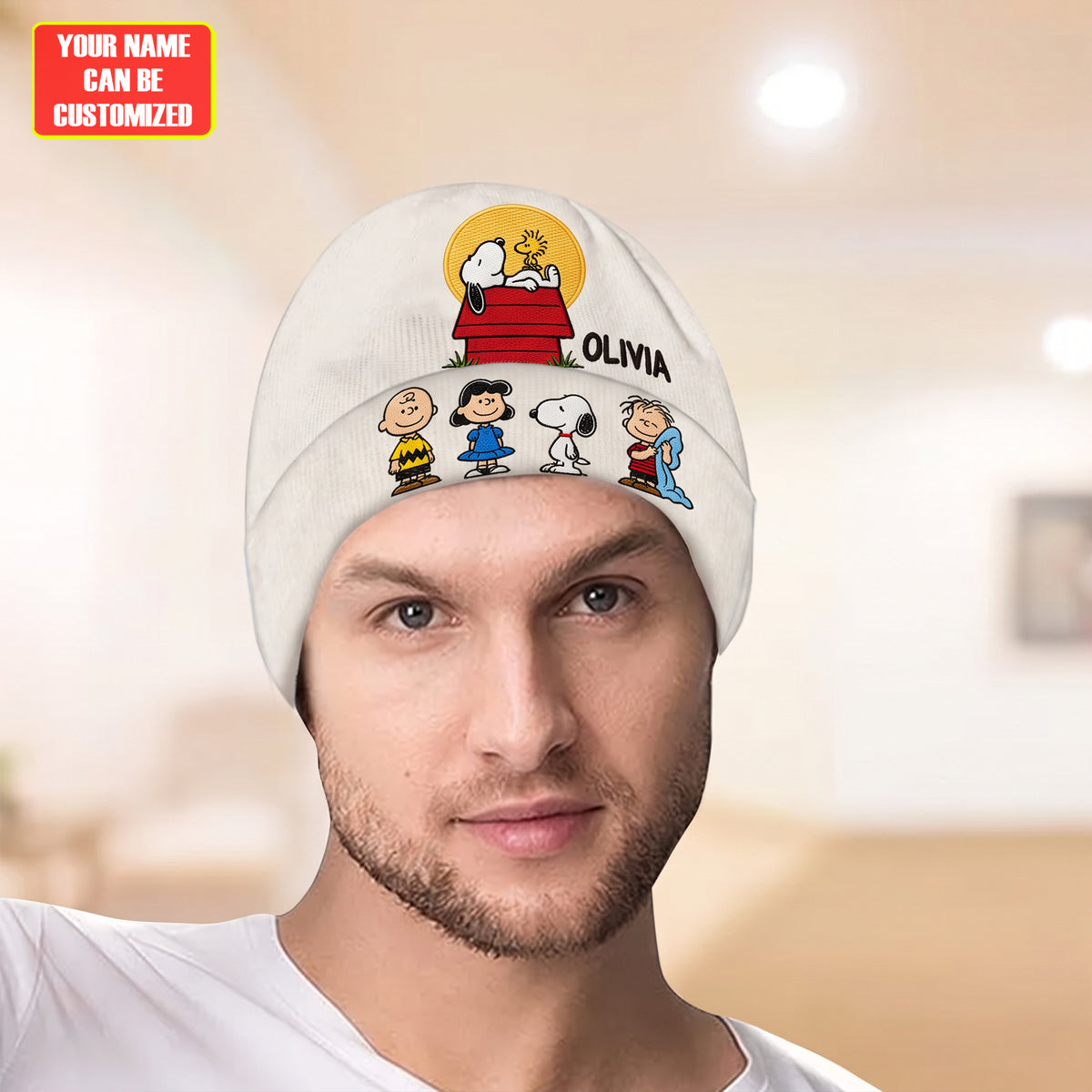 Classic Cartoon Friends - Personalized Embroidered Knit Beanie, Gift For Cartoon Lovers