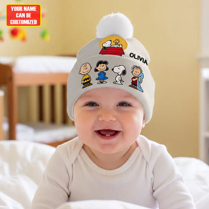 Classic Cartoon Friends - Personalized Embroidered Knit Beanie, Gift For Cartoon Lovers