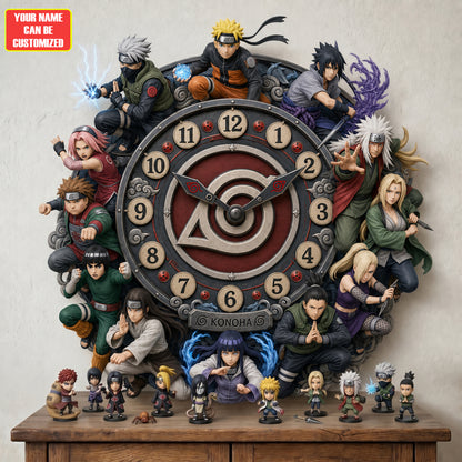 Anime Ninja Acrylic Hanging Wall Clock - Personalized Gifts For Anime Lovers V2