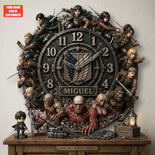 Anime Titan Acrylic Hanging Wall Clock - Personalized Gifts For Anime Lovers