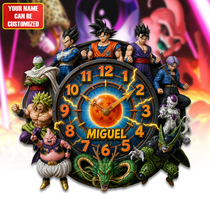 Anime Energy Warriors Acrylic Hanging Wall Clock - Personalized Gifts For Anime Lovers