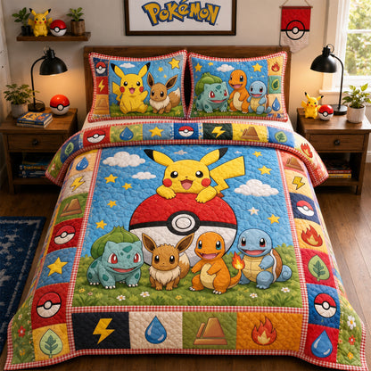 Cartoon Cute Monster Quilt Set – Cozy Cartoon Bedding Gift