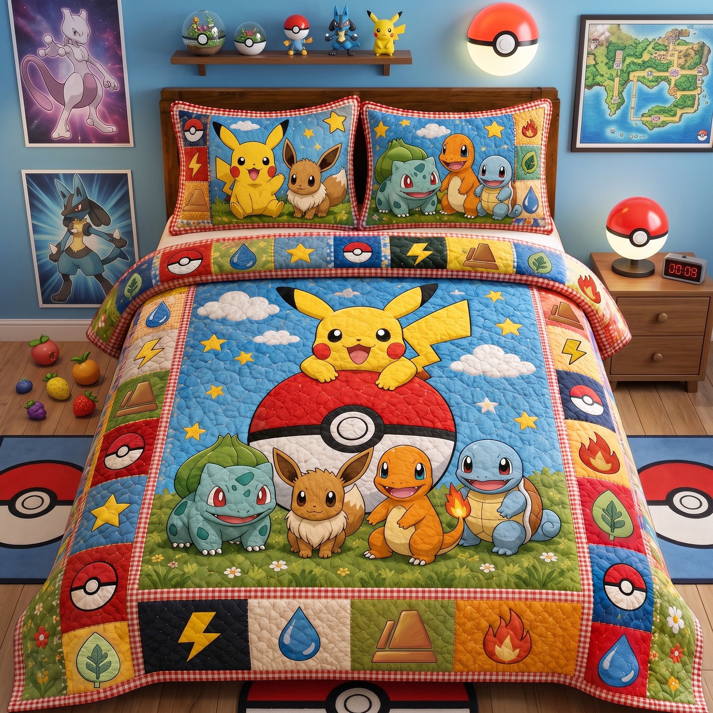 Cartoon Cute Monster Quilt Set – Cozy Cartoon Bedding Gift