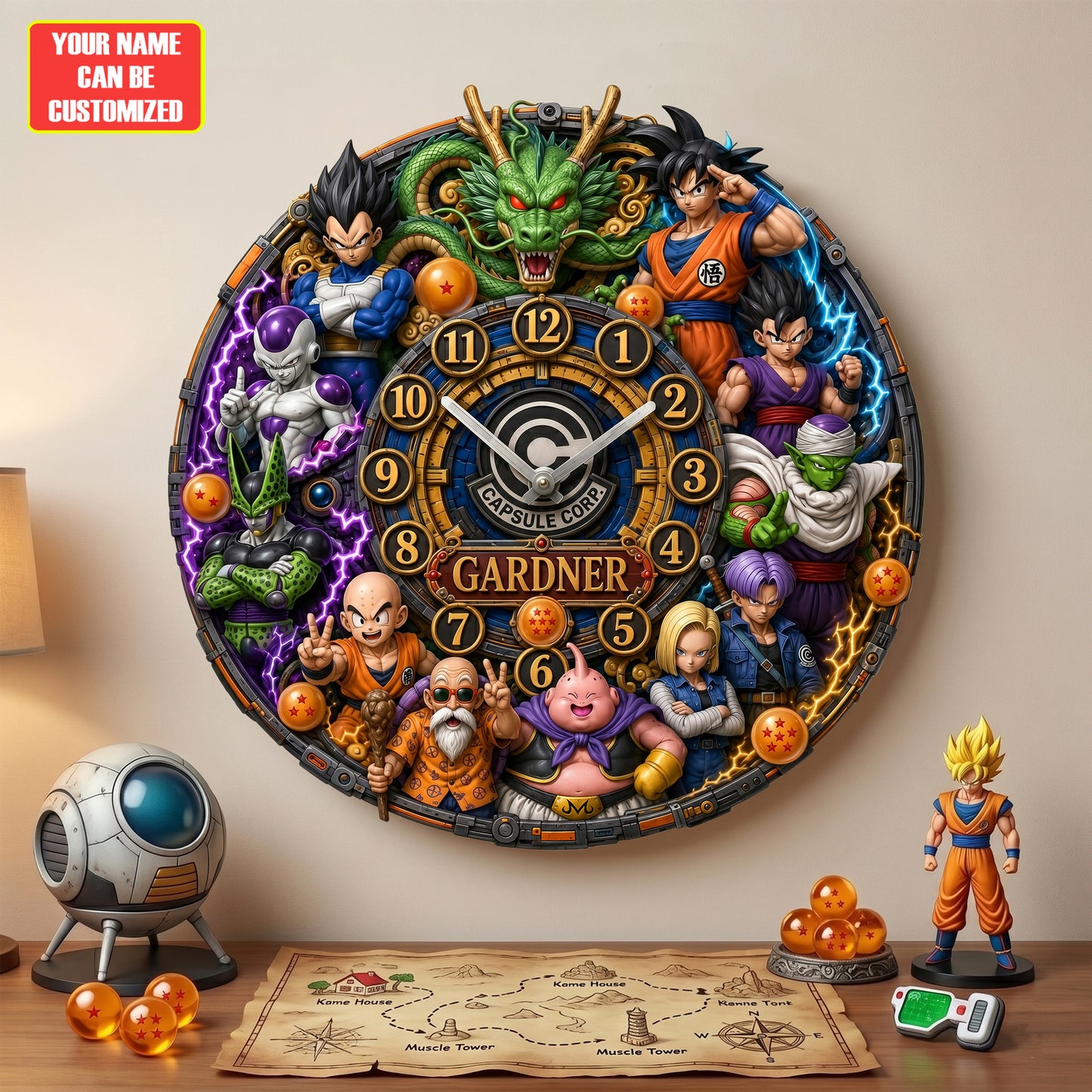 Anime Dragon Warriors Acrylic Hanging Wall Clock - Personalized Gifts For Anime Lovers