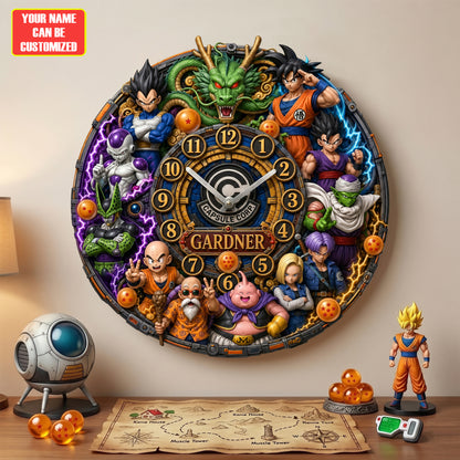 Anime Dragon Warriors Acrylic Hanging Wall Clock - Personalized Gifts For Anime Lovers
