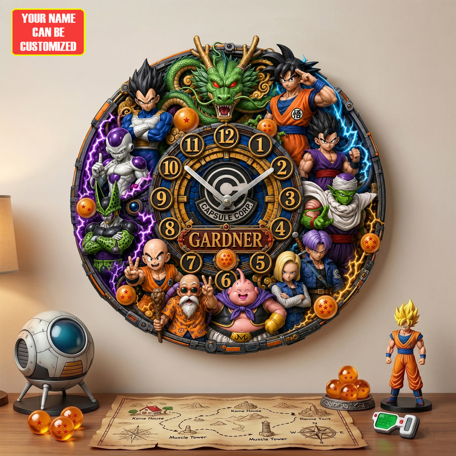 Anime Dragon Warriors Acrylic Hanging Wall Clock - Personalized Gifts For Anime Lovers