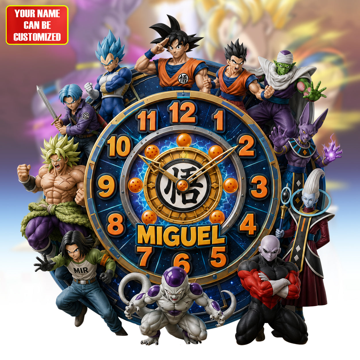 Anime Super Warriors Acrylic Hanging Wall Clock - Personalized Gifts For Anime Lovers