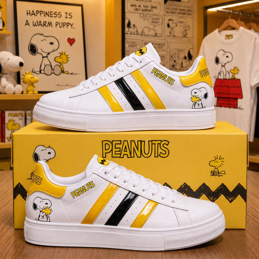 Cartoon Puppy And Little Bird Custom Smith Shoes, Personalized Comic Style Sneakers