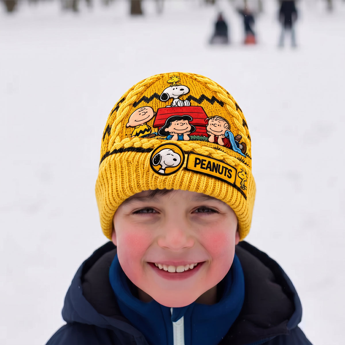 Cheerful Cartoon Pals - Cozy Embroidered Knit Beanie, Gift for Classic Cartoon Lovers