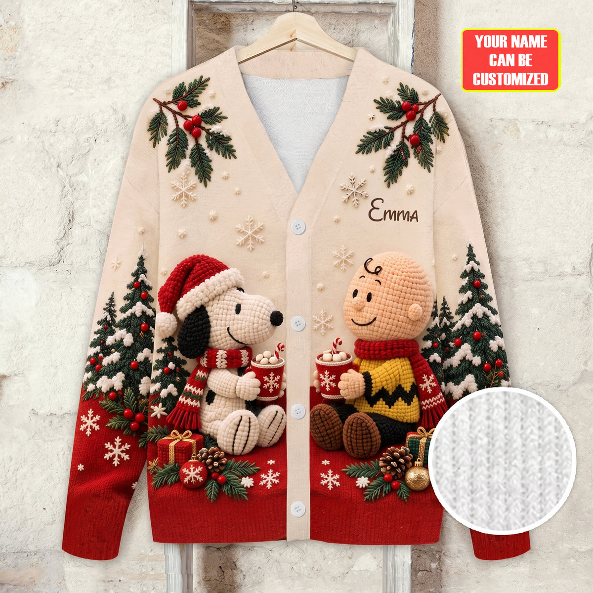 Cozy Holiday Best Friends - Personalized Knitted Christmas Cardigan